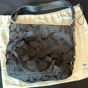 Cloth COACH bag with leather strap